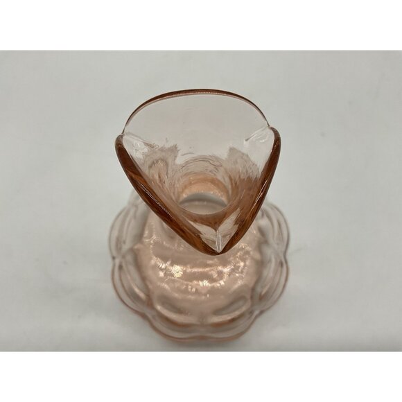 Pink Depression Glass 5" Bottle with Hexagon Shaped Stopper, MCM Collectible - Picture 12 of 13